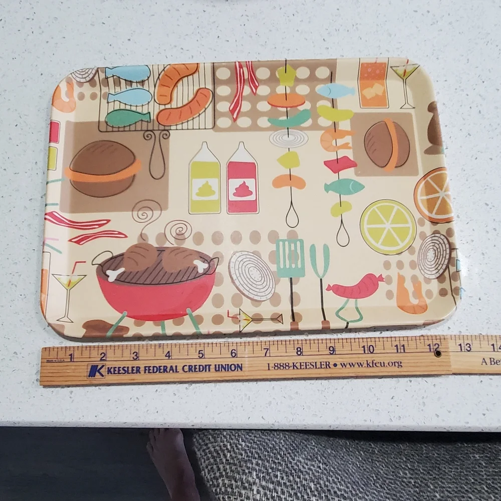 50's - 60’s Style BAR-B-Q Serving Tray Approximately 12